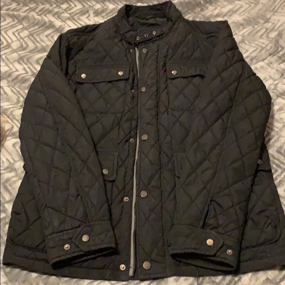 Zara Men’s M Black Quilted Coat w/LOTS of Pockets
